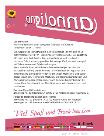 BTW Brandenburger Traktorenwerke Kettenschlepper Typ URTRAK KS 30 Bild- Ersatzteilliste & Explosionszeichnungen - annoligno 633